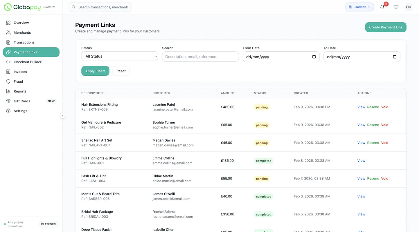 Payment Links Platform